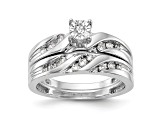 Rhodium Over 14K White Gold Diamond Trio Engagement Ring 0.13ctw