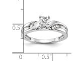Rhodium Over 14K White Gold Diamond Trio Engagement Ring 0.13ctw