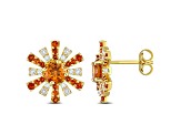 Madeira Citrine and White Topaz 18k Yellow Gold Over Sterling Silver Starburst Earrings 1.63ctw