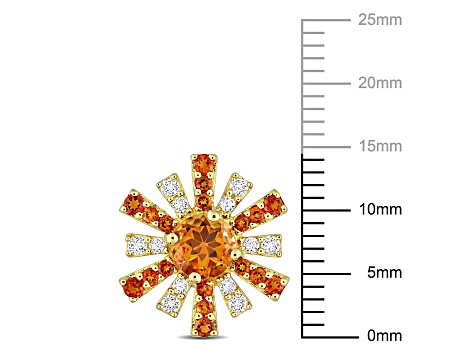 Madeira Citrine and White Topaz 18k Yellow Gold Over Sterling Silver Starburst Earrings 1.63ctw