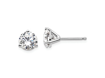 Picture of Rhodium Over 14K Gold Certified Lab Grown Diamond 2ct. VS/SI GH+, 3 Prong Stud Earrings