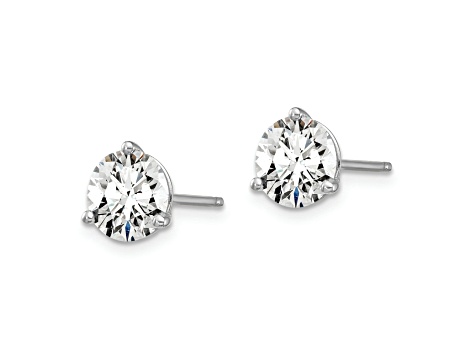Rhodium Over 14K Gold Certified Lab Grown Diamond 2ct. VS/SI GH+, 3 Prong Stud Earrings