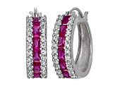 Red Lab Created Ruby Sterling Silver Hoop Earrings 1.68ctw