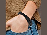 Black Leather and Stainless Steel Polished Multi-Strand 8.25-inch Bracelet