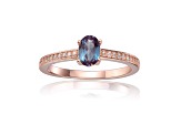 Lab Created Alexandrite with Moissanite Accents 14K Rose Gold Over Sterling Silver Ring, 0.95ctw