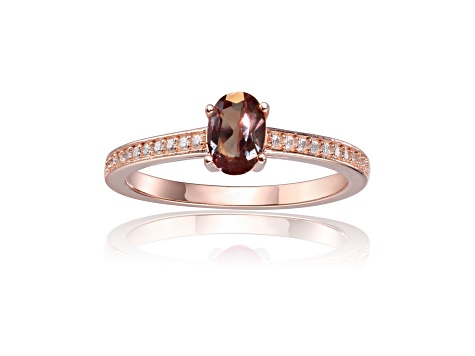 Lab Created Alexandrite with Moissanite Accents 14K Rose Gold Over Sterling Silver Ring, 0.95ctw