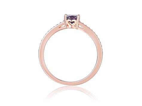 Lab Created Alexandrite with Moissanite Accents 14K Rose Gold Over Sterling Silver Ring, 0.95ctw