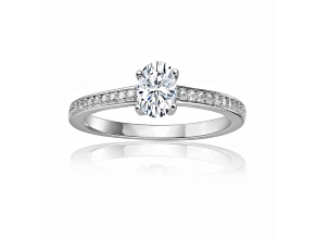 Oval and Round Moissanite Sterling Silver Ring, 0.85ctw
