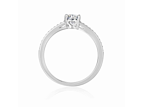 Oval and Round Moissanite Sterling Silver Ring, 0.85ctw