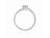 Oval and Round Moissanite Sterling Silver Ring, 0.85ctw