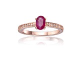 Ruby with Moissanite Accents 14K Rose Gold Over Sterling Silver Ring, 0.95ctw