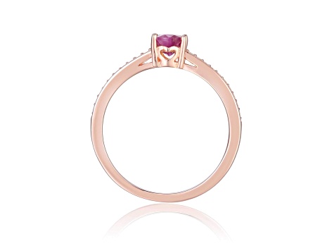 Ruby with Moissanite Accents 14K Rose Gold Over Sterling Silver Ring, 0.95ctw