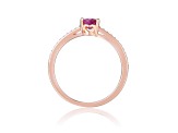 Red Ruby with Moissanite Accents 14K Rose Gold Over Sterling Silver Solitaire Ring