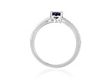 Blue Sapphire with Moissanite Accents Sterling Silver Ring, 0.95ctw