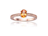 Spessartite Garnet with Moissanite Accents 14K Rose Gold Over Sterling Silver Ring, 0.95ctw
