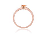 Spessartite Garnet with Moissanite Accents 14K Rose Gold Over Sterling Silver Ring, 0.95ctw