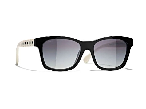 Chanel Black Frame with White Arms Gray Lens Sunglasses 198G0A JTV