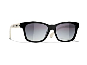 Chanel Black Frame with White Arms/Gray Lens Sunglasses