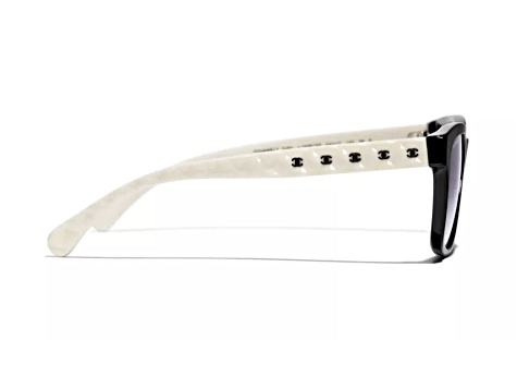 Chanel Black Frame with White Arms/Gray Lens Sunglasses