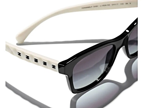 Chanel Black Frame with White Arms/Gray Lens Sunglasses