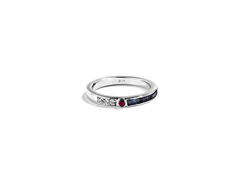 Star Wars™ Fine Jewelry R2 Series Sapphire, Diamond & Garnet 14k White Gold Ring 0.69ctw