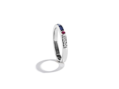 Star Wars™ Fine Jewelry R2 Series Sapphire, Diamond & Garnet 14k White Gold Ring 0.69ctw