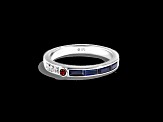 Star Wars™ Fine Jewelry R2 Series Sapphire, Diamond & Garnet 14k White Gold Ring 0.69ctw