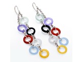 9mm Multi-Color Jadeite Sterling Silver Interlocking Earrings