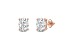 White Cubic Zirconia 14k Rose Gold Studs With Velvet Gift Box 3.00ctw