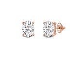 White Cubic Zirconia 14k Rose Gold Studs With Velvet Gift Box 3.00ctw