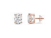 White Cubic Zirconia 14k Rose Gold Studs With Velvet Gift Box 3.00ctw