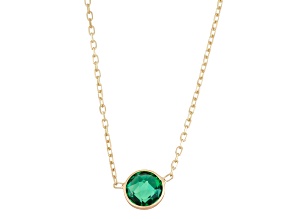 Lab Created Emerald Solitaire 10K Yellow Gold Station Necklace 0.70ctw