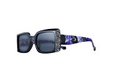 Black Crystal Rectangular Frame Sunglasses