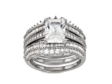 Lab Created White Sapphire Sterling Silver Bridal Ring Set 3.68ctw