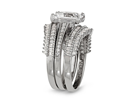 Lab Created White Sapphire Sterling Silver Bridal Ring Set 3.68ctw