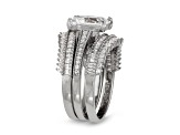 Lab Created White Sapphire Sterling Silver Bridal Ring Set 3.68ctw