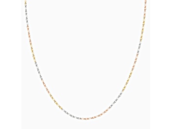 Picture of 10K Solid Gold 2mm 3 tone Diamond Cut Mirror Chain Necklace