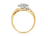 White Diamond 10KT Yellow Gold Cluster Ring 1/2 CTW