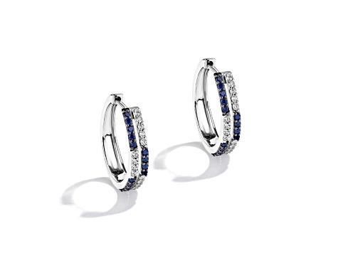 Star Wars™ Fine Jewelry R2 Series Blue Sapphire & White Diamond Rhodium Over Silver Earrings 0.95ctw