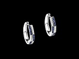 Star Wars™ Fine Jewelry R2 Series Blue Sapphire & White Diamond Rhodium Over Silver Earrings 0.95ctw