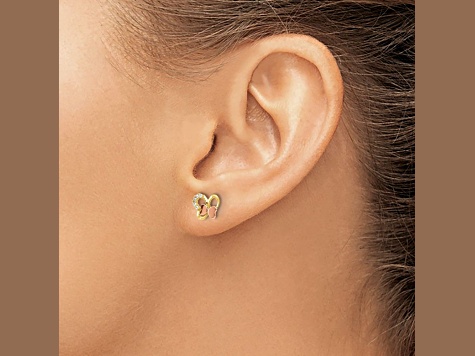 14k Yellow Gold and 14k Rose Gold Polished Cubic Zirconia Butterfly ...