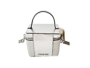 Michael Kors Sandrine Small Box Crossbody Trunk Silver Rhinestone Handbag