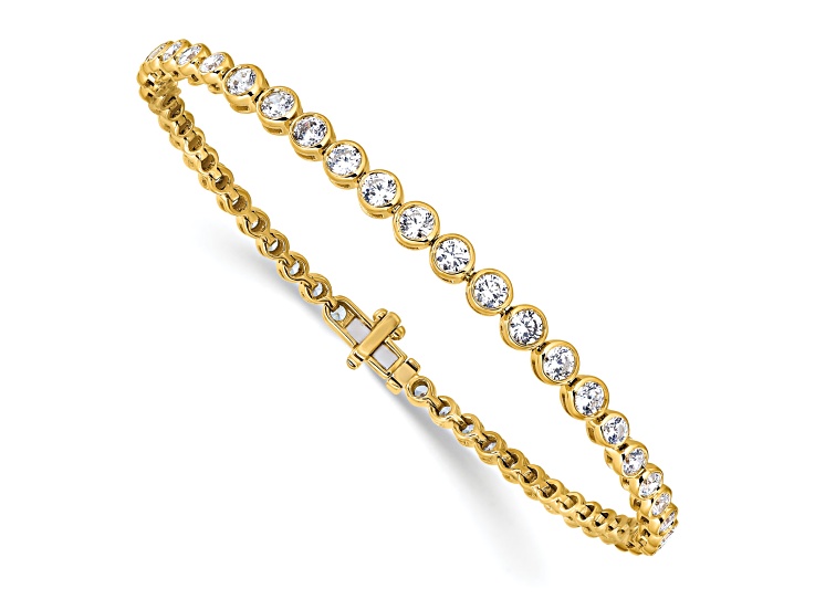 14K Yellow Gold Lab Grown Diamond Bezel Set Tennis Bracelet