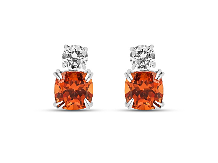 PATTARAPHAN ピアス シルバー 6-E03-TWOTONE-PNKS-A ツートーン Peach Orange Lab Created Padparadscha Sapphire and