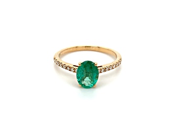 Picture of 10K Yellow Gold Oval Emerald and Diamond Ring 1.23ctw
