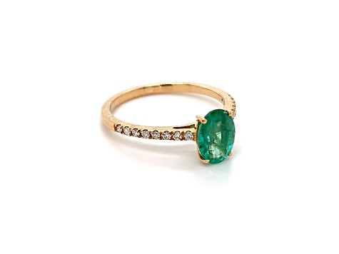 10K Yellow Gold Oval Emerald and Diamond Ring 1.23ctw