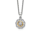 Rhodium Over Sterling Silver with 14K Accent and Diamond 18-inch Necklace