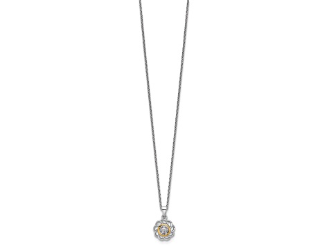 Rhodium Over Sterling Silver with 14K Accent and Diamond 18-inch Necklace