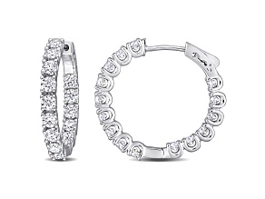 3.0ctw Created Moissanite Inside-Outside Hinged Hoop Earrings in Sterling Silver
