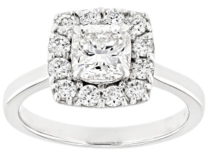 White Lab-Grown Diamond F-G VS-SI Platinum Halo Ring 1.50ctw